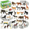 toymany 50PCS Small Animal Figures, Realistic Mini Jungle Animals Figurine, Horse and Farm Figure with Fence Toys, Cake Topper Birthday Gift Party Favor for Kids Toddlers