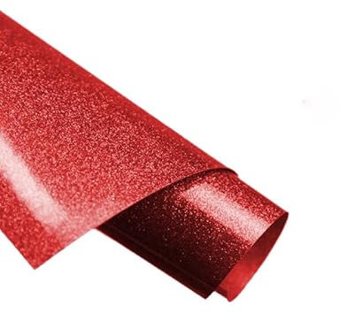 ZPSHYD Glitter Heat Transfer Vinyl, 12 x 5 Glitter HTV Vinyl Roll for Cameo and Heat Press for Cricut for DIY Clothing, T-Shirts (Glitter Red)