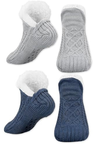 JSTHHTT 2 Paires Chausson Chaussette Homme Femme Slipper Antidérapantes Hiver Chaud Douce, Chaussettes Chaussons Femme