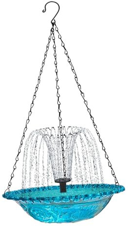 FLCPJGV Bañera para pájaros Colgante, Fuente de Agua para Aves, decoración Exterior, Azul
