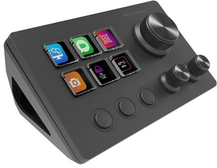 Mars Gaming MSD-TWO, Control Deck Compatto, 6 Tasti LCD Personalizzabili + 3 Pulsanti, 3 Manopole Multifunzionali, Control Deck Slim Ergonomico, Software di Controllo e Plug-in, Windows e MacOS, Nero