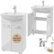 .Deftrans waschbecken mit unterschrank stehend Badmöbel Set 85x50x40 cm, weißer Hochglanz, Waschbeckenunterschrank mit Waschbecken und Armatur mit klick-Stecker, Badezimmer unterschrank