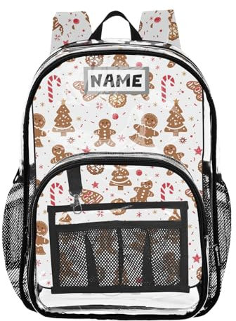 aidingzhi Sacs à dos transparents personnalisés pour écoliers pour filles garçons sac robuste transparent, Pain d'épices