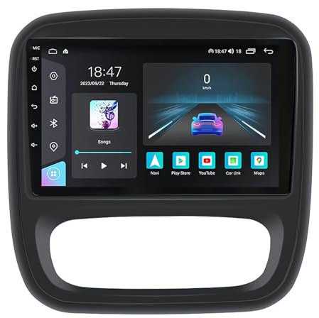 2 DIN Android 14 Radio Coche para Renault Trafic 3 2014-2021/Opel Vivaro B 2014-2018 9 Pulgadas para Coche Estéreo de Coche de con Cámara de Respaldo Controles del Volante GPS(S7 8G+256G)