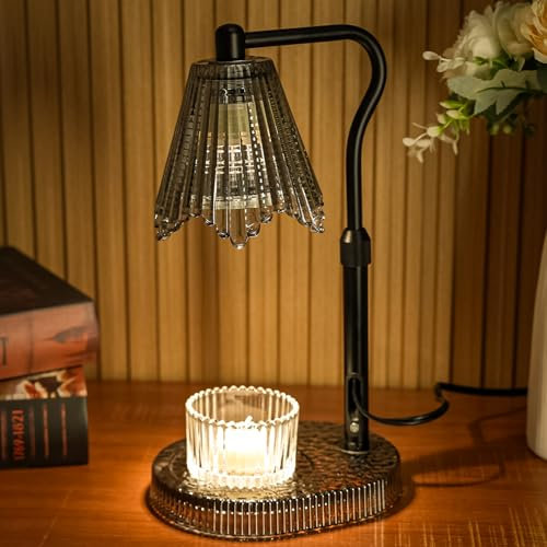Candle Warmer Lamp with Adjustable Height - Flameless 4-Level Dimmable Wax Warmer, Timer Function & Stylish Design in Multiple Colors