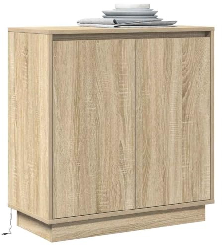 vidaXL LED-Sideboard Sonoma-Eiche 71 x 34,5 x 75 cm Holzwerkstoff | Hat LED-Lichter für die passende Stimmung, Aus robustem Holzwerkstoff gefertigt, Schick und praktisch für jede Einrichtung