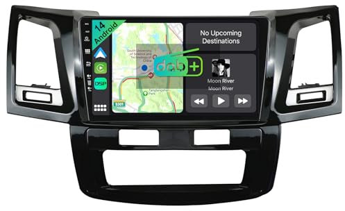YUNTX [DAB-4G+64G] Android 14 Autoradio für Toyota Fortuner Hilux Revo Vigo 2004-2015-[Integriertes DAB+/CarPlay/Android Auto/DSP/GPS]-9” IPS 2.5D Touch-Screen-MIC+Kamera-USB/MirrorLink/Bluetooth