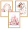 Zamety Bilder Kinderzimmer Deko, Kinderzimmer Deko Mädchen Prinzessin Einhorn Schloss und Regenbogen, Rosa 3-teiliges Set Poster 30x40, Bilder Rosa Für Kleine Mädchen, Ohne Rahmen