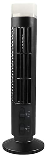 15 Inch Bladeless Tower Fan, 2-Speed Quiet Electric Fan with LED Lights, Portable Air Conditioner for Bedroom Office (Black)