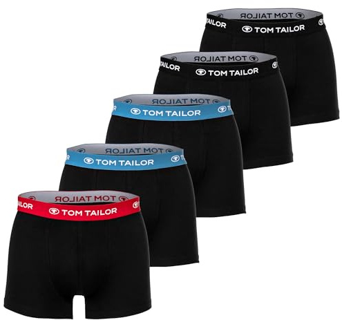 TOM TAILOR Herren Boxershorts 5er Pack – Unterwäsche aus Baumwolle mit Stretch – Hip Pants/Trunks mit elastischem Bund – Bequeme Herren Unterhosen Mehrfachpack