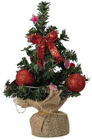 Fcnjsao Piccolo albero di Natale illuminato per uso interno ed esterno decorazione da tavolo con luci LED luminose ornamento desktop