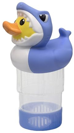 Chlorschwimmer für Außenpool, Schwimmer, Chlortabletten in Form Einer Hai-Ente, mit Beleuchtung – sparsame Solarbeleuchtung für Teich, Außenbereich, Spa