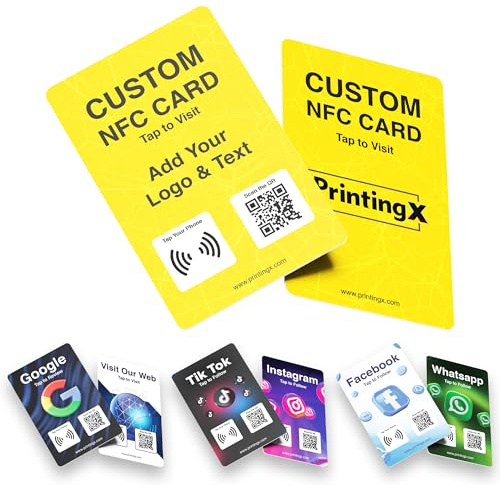 Eliphs Custom NFC Card Bundle - Personalisierte Visitenkarten mit NFC-Tag & QR-Code für Google Reviews - NFC QR Code Karte zur Förderung Ihres Unternehmens