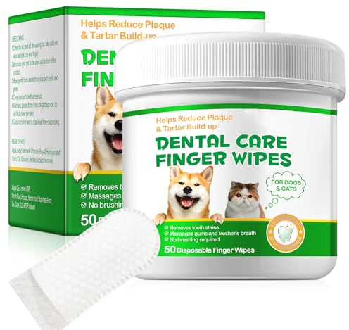 Zahnpflege Finger-Pads für Hunde und Katzen | 50 Stück | Zahnreinigung ohne Bürsten | Reduziert Zahnbelag & Zahnstein | Erfrischt den Atem | Von Tierärzten empfohlen