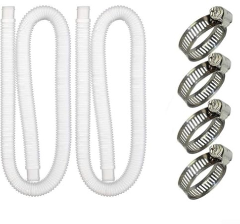 DAZZLEEX Auslaufsicherer, flexibler Ersatzschlauch für oberirdische Poolpumpe, Polyethylen-Spiralgewickeltes Rohr mit Stahlclips, kompatibel mit 330/530/1000 GPH Filtersystemen