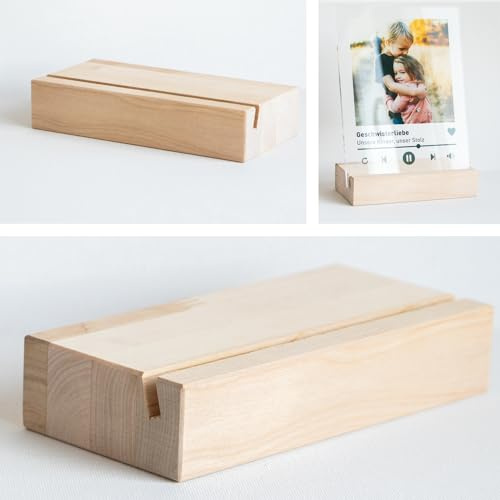 BilderKing Standfuss aus Holz mit LED Beleuchtung für 5mm Acrylglas Tischaufsteller 22,5cm breit