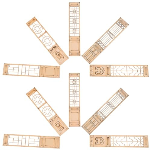 FIXOSHEE Paravent Miniature en Bois 10 Pièces, Modèle D'écran Décoratif pour Maison de Poupée, Accessoires Miniatures de Bureau et Décor de Scène, Design Vintage Traditionnel Chinois,