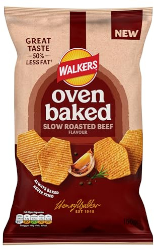 Walkers Oven Baked Crisps Roasted Beef Snacks 150g