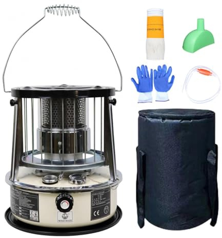 9000 BTU Feu a Petrole Version Améliorée Feu a Petrole Electronique Sans Odeur Chauffage Pour Le Camping, Le Garage, La Maison Et Les Situations D'urgence,Off-white-completeset