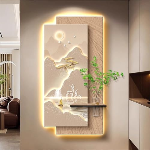 Landscape Decorative Painting, Green Plant Hanging Wall Art, Wall Mural for Corridor, Living Room & Home Decor