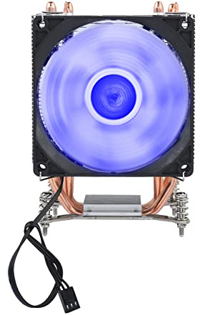 Disipador de CPU con tubos de calor y ventilador silencioso de 90 mm, disipador de aluminio con luz LED roja, verde y azul, compatible con placas base LGA 775, 1150, 1151, 1155, (tornillos pequeños)