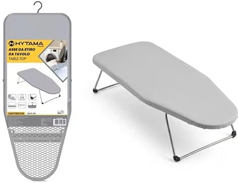 HYTAMA TOOLS - Asse da stiro da TAVOLO in acciaio TABLE TOP 74x30 cm - Tavolo da stiro professionale, altezza DALLA BASE 17 cm, copertura cotone a Fantasia, Sotto tessuto in schiuma di alta qualità,