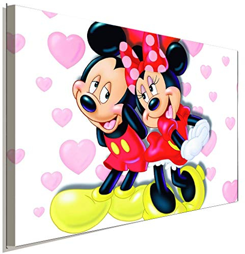 AK ART Micky Minnie Maus verliebt Leinwandbild Kunstdruck Wandbild Wanddeko XXL (60 x 40 cm)