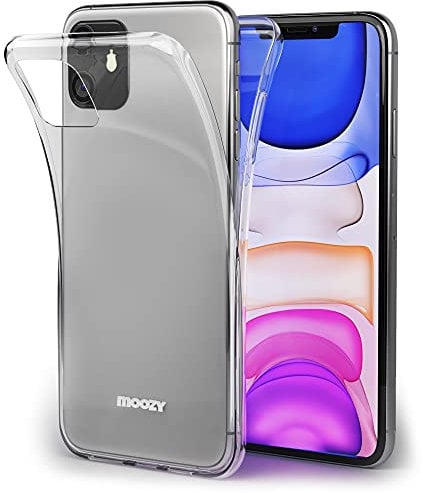 Moozy 360 Degree Case for iPhone 11 - Transparent Silicone Full body Front and Back All-Around Protective Case Slim Clear Transparent TPU Silicone Gel Cover