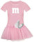 T-Shirt M&M + Tüllrock Karneval Gruppenkostüm Schokolinse 11 Farben Damen XS-3XL Fasching Verkleidung M's Fans Tanzgruppe, Gr.:3XL, Farbauswahl:rosa - Logo Weiss (+Handschuhe Weiss/Tütü rosa)
