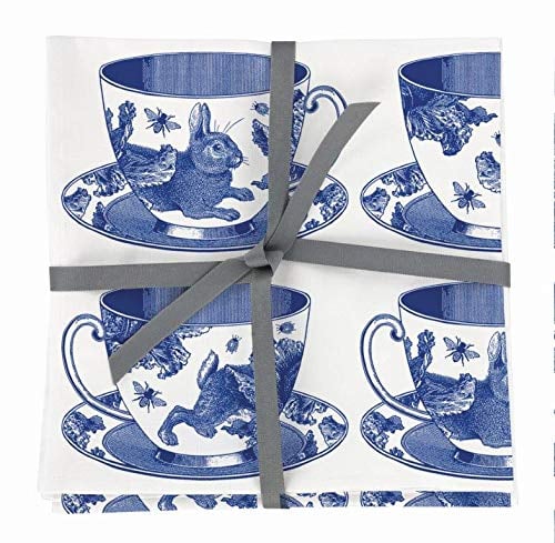 Thornback & Peel Teacup Napkins (Pack of 4), Blue, 45 x 45
