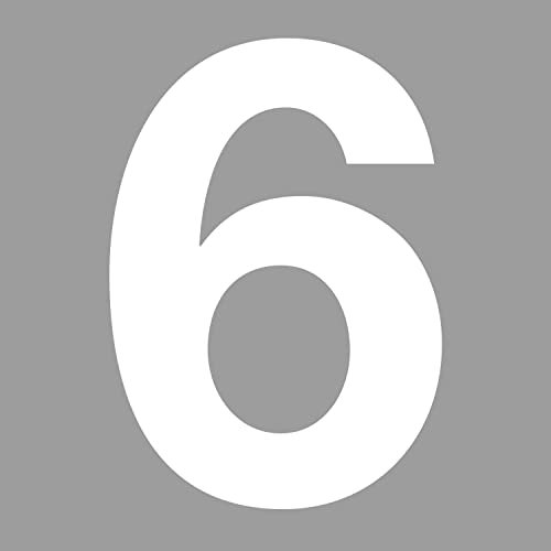 Zahlen-Aufkleber Nr. 6 in weiß I Höhe 10 cm I selbstklebende Haus-Nummer, Ziffer zum Aufkleben für Außen, Briefkasten, Tür I wetterfest I kfz6746