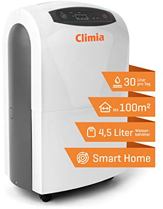 Climia CTK 190 - Luftentfeuchter elektrisch bis 30 Liter pro Tag Entfeuchtung im Keller, Wohnung, Wohnhaus, Garage - Raumgröße bis ca. 235m³ (Climia CTK 190 ECO)