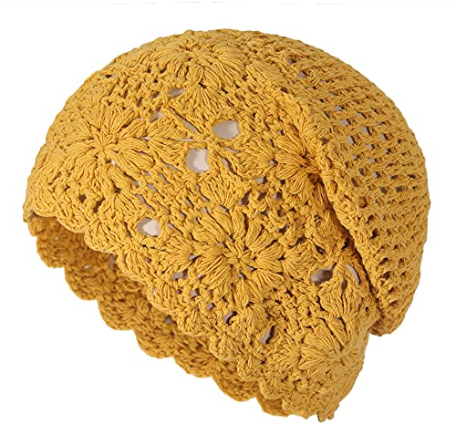 ZLYC Damen-Beanie, Solides Gelb, Einheitsgröße