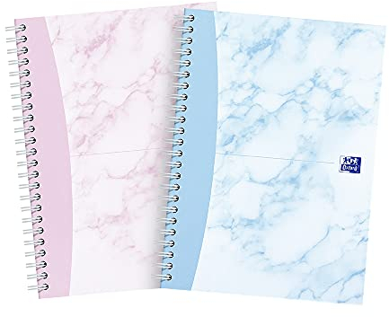Oxford My Notes Notizbuch, A5, Hardcover, Spiralbindung, liniert, 140 Seiten, Marmor (2 Stück)