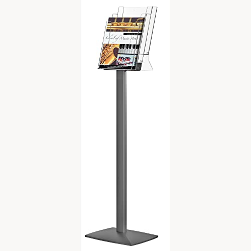 DISPLAY SALES Prospektständer 3 x DIN A4 Fächer | Fächer des Boden-Prospektständers aus glasklarem Acryl