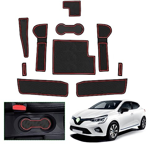 GAFAT Renαult Clio 5 (Elektronische Bremse) 2020-2024 2025 Antirutschmatten, Clio 5 Gummimatten für Mittelkonsole Armlehne, Getränkehalter, Türnaht, Kompatibel mit Renault Clio 5 Zubehör