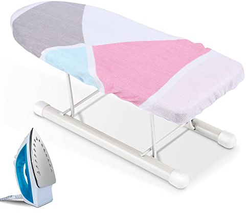 Mini Table a Repasser Pliable,Petite Planche à Repasser,Planche à Repasser de Table avec Pieds pliants, Pliage Portable, Couleur géométrique, pour la Couture, Salle d'artisanat, ménage, dortoir