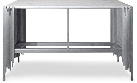 Console Design Falbala Marbre Blanc et Métal Argent