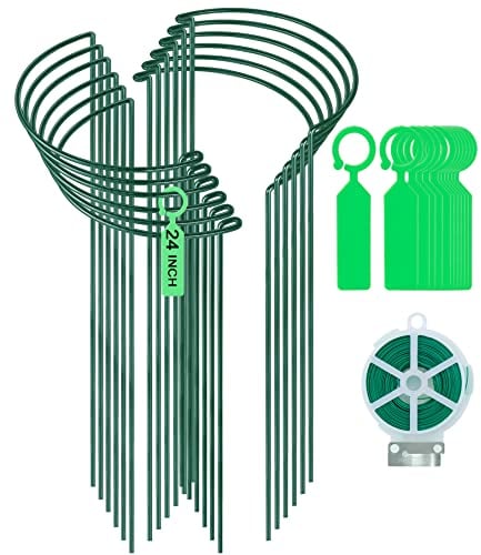 12 Pièces 25x60cm Grands Tuteurs pour Plantes, Support Plante Semi-Circulaire, Tuteur Pivoine, Tuteur Plante Interieur, Anneau de Support de Plante pour Hortensias, Pivoines, Plantes Vivace, Légume