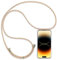 Mobile Phone Chain Compatible with iPhone 14 Pro Mobile Cover Case with Strap Necklace for Smartphone for Hanging Removable Protective Transparent Stylish Case (Gold)