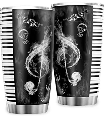 Kaffeebecher Reisebecher Musik Noten Klaviertasten Thermo Becher Edelstahl Rostfrei Vakuumisolierte Becher Tassen mit spritzwassergeschütztem Deckel Edelstahlbecher Multicolor 600ml