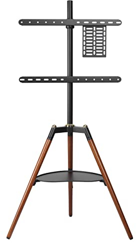 ETHU Support TV sur Trépied pour Écran de 32 à 60 Pouces Fait en Bois Hauteur Réglable avec Rotation de 140 ° - pour Chambre à Coucher, Salon, Coin