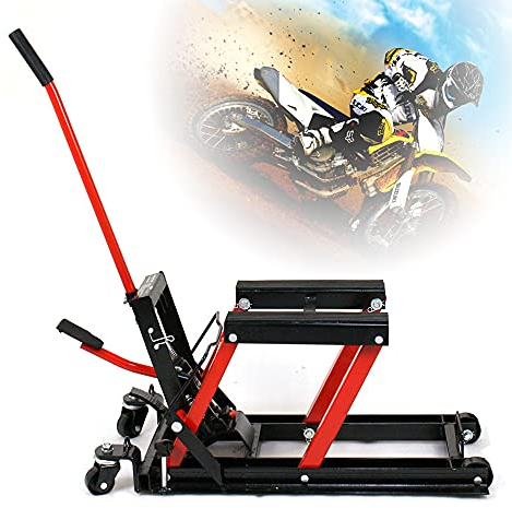 KenSyuInt Hydraulik Motorradheber Motorrad Hebebühne Montagebock Hubständer Scherenheber Hebebühne Plattform Motorradreparatur Rahmen 680kg Motorradhebebühne Montageständer (Blau)