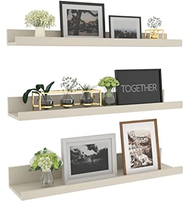 RLAVBL Wandregal Off-weiß 3er Set, 60cm Wandregal Geeignet für Wohnzimmer Schlafzimmer Küche Büro usw
