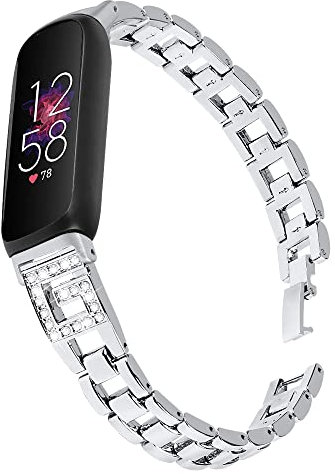 EXENXA Metallarmband kompatibel mit Fitbit Inspire 3, Metallarmband Edelstahl Verstellbares Armband für Damen Herren Kompatibel mit Fitbit Inspire 3 - Silber