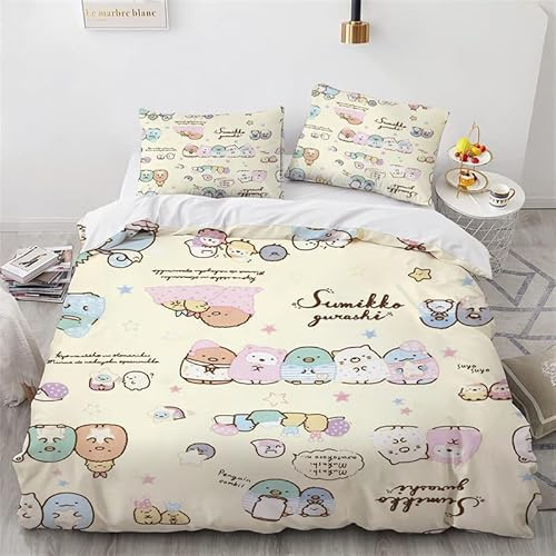 INDIRAN Sumikko gurashi Bettwäsche Set für Schlafzimmer Cartoon Quilt Bettbezug Kissenbezug Kinder Erwachsene Bettwäsche