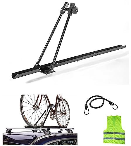 COMPATIBILE CON PEUGEOT 208 PORTABICI PER BARRE AUTO 1 PORTA BICICLETTE PER TETTO AUTO IN ACCIAIO PESO MAX 15KG RUOTE BICI 55MM SISTEMA FISSAGGIO A BARRA PORTATUTTO TIPO U