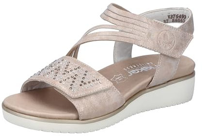 Rieker Femme V3764 Sandale, Rose, 38 EU