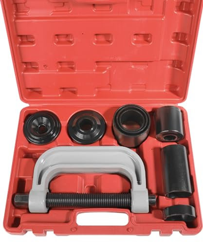 RACOONA Kit de herramientas de extracción de rótulas, prensa de rótula, accesorios de coche, herramienta separadora de rótulas, kit de prensa de bujes con adaptadores 4 x 4, prensa de juntas en U y