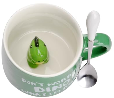 XinHuiGY Tazas de café lindo dinosaurios,Taza Kawaii,Regalos para Mujeres,3D Animal taza de la mañana,lindas mugs,Regalos de cumpleaños de Navidad para Hombres Mamá Maestra (Dinosaurio)